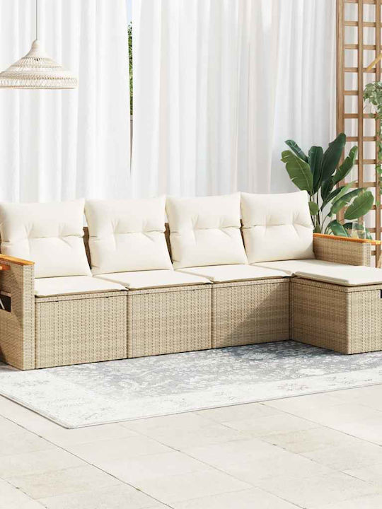Corner Outdoor Sofa Rattan with Chest and Cushions 55x55x69cm