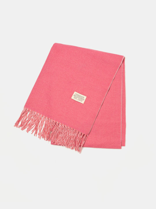 Knitted Scarf with Fringes Pink Pink