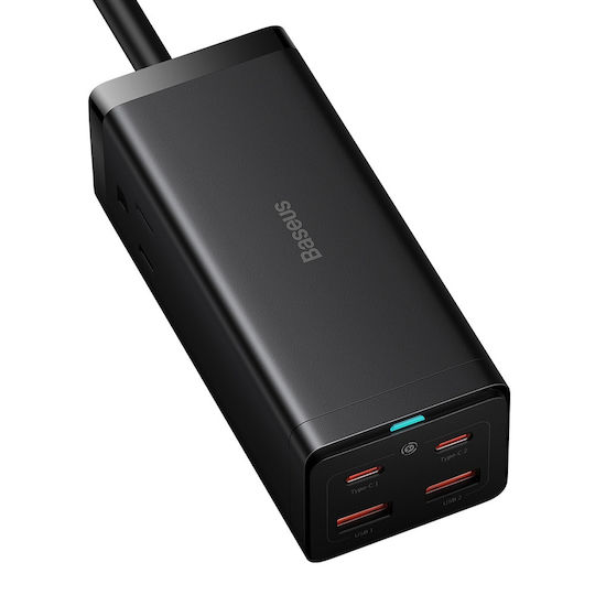 Baseus Suport de Încărcare cu 2 Porturi USB-A și 2 Porturi USB-C 100W în culoarea Negru (PowerCombo GaN3 Pro)