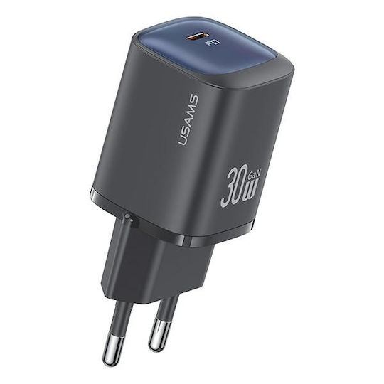 Usams Φορτιστής Χωρίς Καλώδιο GaN με Θύρα USB-C 30W Power Delivery Μαύρος (CC251)