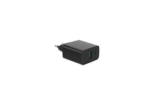 Gembird Charger Without Cable with USB-A Port and USB-C Port 20W Power Delivery / Quick Charge 3.0 Blacks (TA-UC-PDQC20-01-BK)