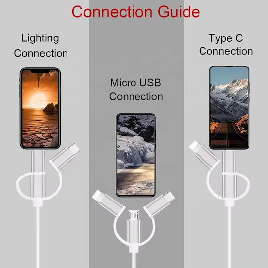 ATC Regular USB to Type-C / micro USB / Lightning 1m Cable (06.005.0100)