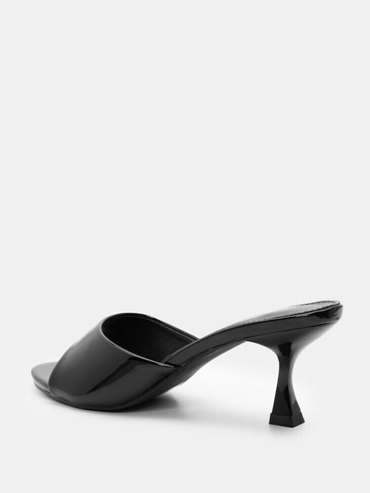 Mules mit Dünn Hoch Absatz in Schwarz Farbe