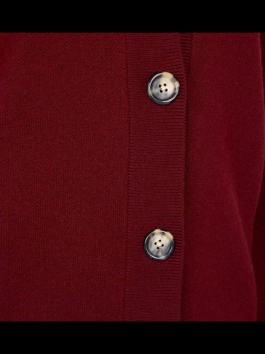 Women's Cardigan with Buttons Burgundy D2G4A216