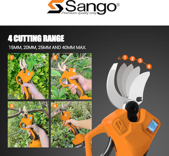 Sango Pruning Shears Battery Brushless 20V 2x2Ah with Maximum Cutting Diameter 40mm