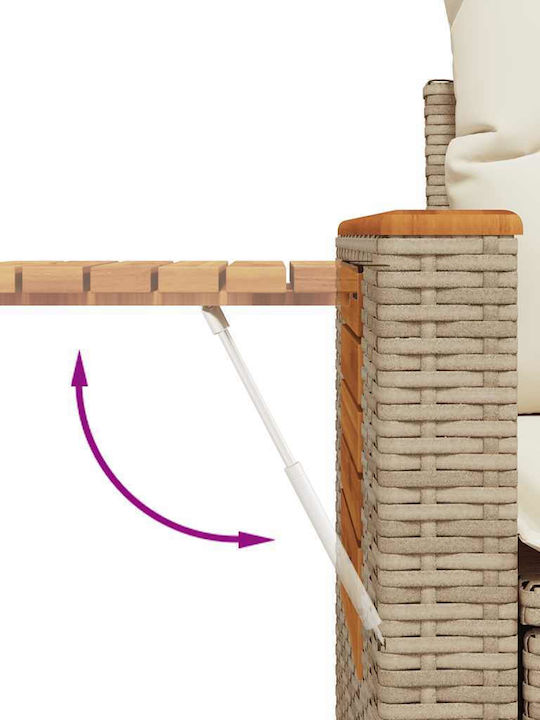 Corner Outdoor Sofa Rattan with Chest and Cushions 55x55x69cm