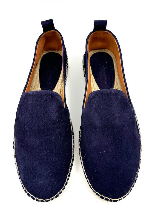 Women's Leather Espadrilles Navy Blue