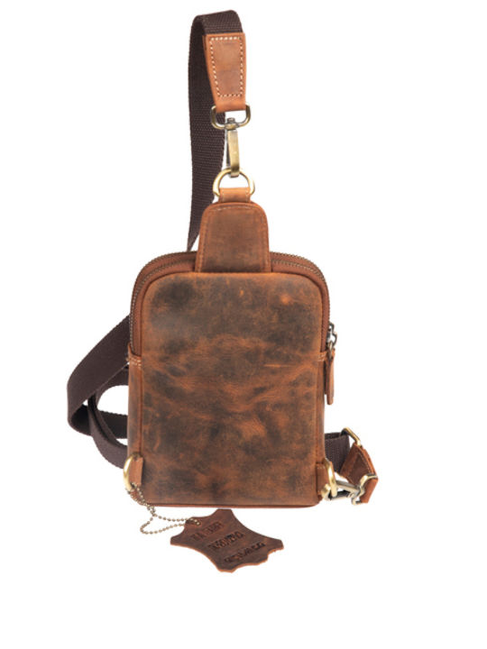 Leder Herrentasche Schulter / Crossbody Braun