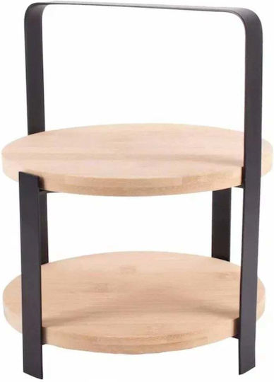2-Tier Bamboo Metal Fruit Stand Cakes Pastries Fruits Appetizers 25 x 21.5 Cm