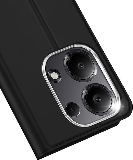 Dux Ducis Buchen Sie Leder / Synthetisches Leder / Silikon Schwarz (Redmi Note 13 Pro 4G / Poco M6 Pro 4G)