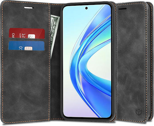 Techsuit Umschlag Rückseite Synthetisches Leder Schwarz (Honor X7b - Techsuit Confy Abdeckung - Schwarz)
