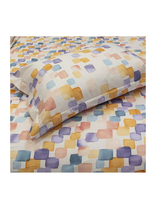 Lino Home Sheet Sets Queen 240x260cm. Cubo Ciel, Mauve, Orange, Pink, White 4pcs