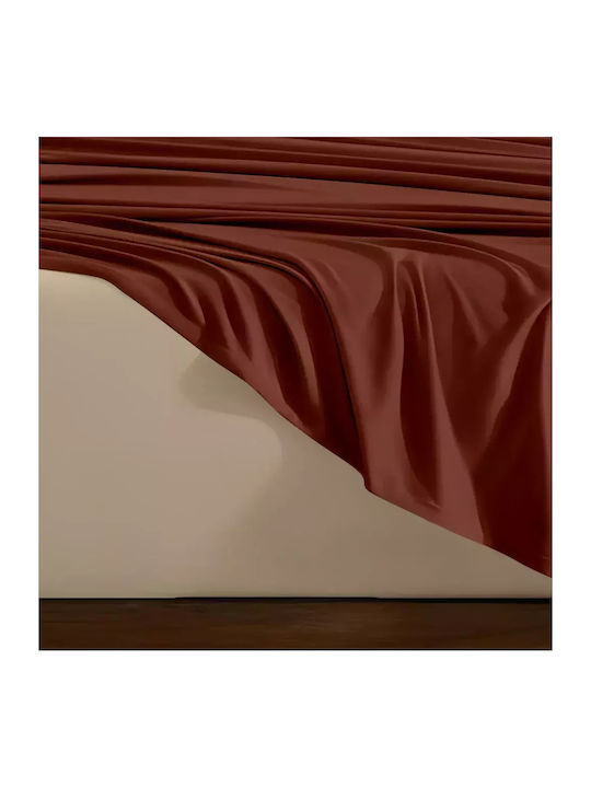 Lino Home Sheet Sets Queen 240x260cm. Doble Cream-bordeaux 4pcs