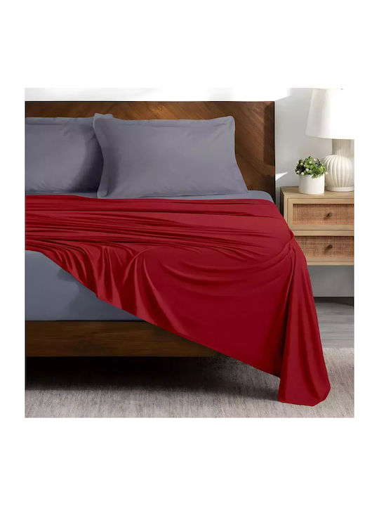 Lino Home Sheet Sets Queen 240x260cm. Doble Grey-red 4pcs
