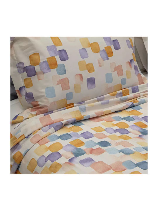 Lino Home Sheet Sets Queen 240x260cm. Cubo Ciel, Mauve, Orange, Pink, White 4pcs