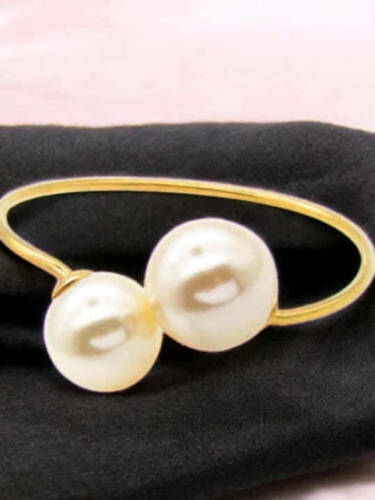 Charmy Bracelet Handcuffs made of Leather with Pearls