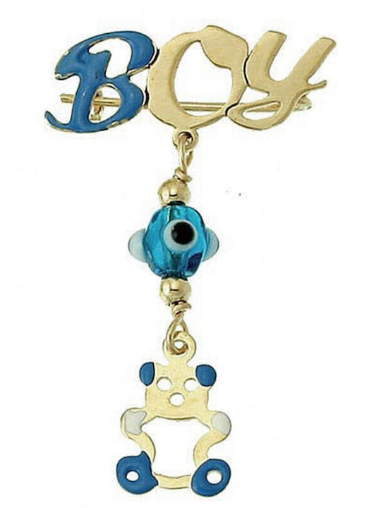 Atofio Kosmima Child Safety Pin made of White Gold 9K for Boy
