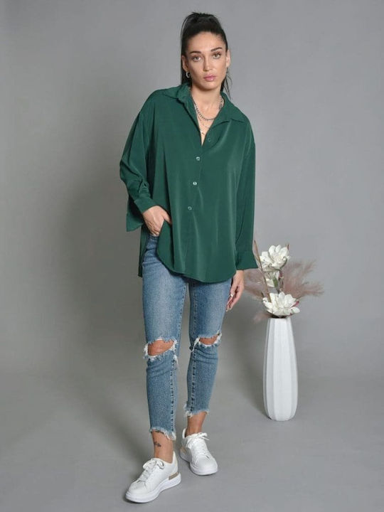 Belle Femme Women's Long Sleeve Shirt Green