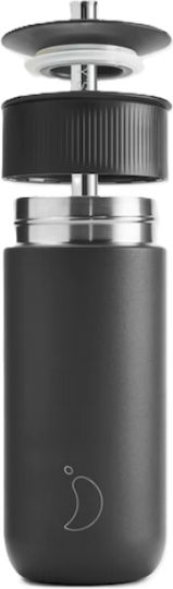 Chilly's Series 2 Switch Ποτήρι Θερμός Ανοξείδωτο BPA Free 500ml Abyss Black με Καλαμάκι
