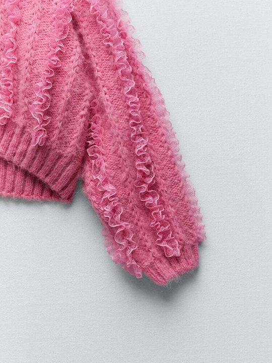 Damen Pullover mit Spitze Rosa