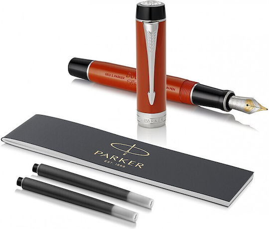 Stilou Parker Duofold Centennial Classic Big Red Vintage Peniță din Aur Solid Cerneală Neagră Convertor 1931376 3501179313757 Penițe Extra Late 18k