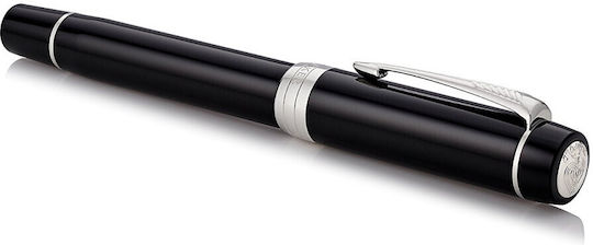 Stilou Parker Duofold Centennial Classic Negru cu Accente de Paladiu, Peniță din Aur Solid, Convertor Cerneală Neagră 1931365 3501179313665 Penițe Extra Largi 18k