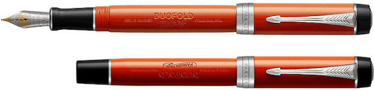 Stilou Parker Duofold Centennial Classic Big Red Vintage Peniță din Aur Solid Cerneală Neagră Convertor 1931376 3501179313757 Penițe Extra Late 18k