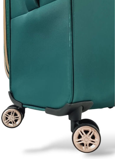 Diplomat Medium Travel Suitcase Fabric Green with 4 Wheels Height 68cm