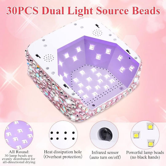 Rechargeable Nail Polish Curing Lamp UV Battery Operated 72W Pink