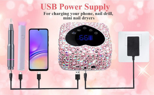 Rechargeable Nail Polish Curing Lamp UV Battery Operated 72W Pink
