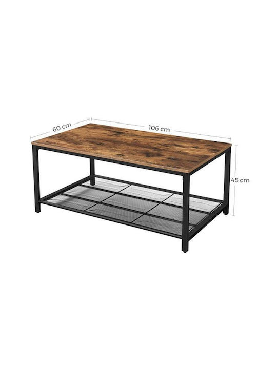 Masa Centrală Rectangulară Din Lemn Rustic Maro L106xL60xÎ45cm