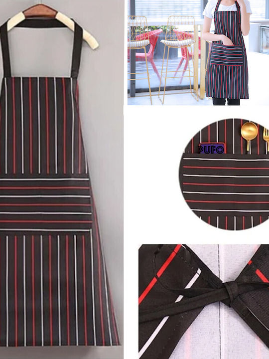 Stripes Wasserdicht Küchenschürze Schwarz 76x54cm 1Stück