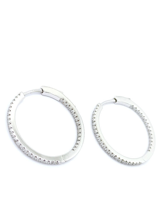 PS Silver Earrings Hoops made of Silver with Stones