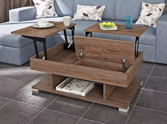 Rectangular Central Smart Wooden Coffee Table with Lifting Mechanism Grey W110xD70xH39cm
