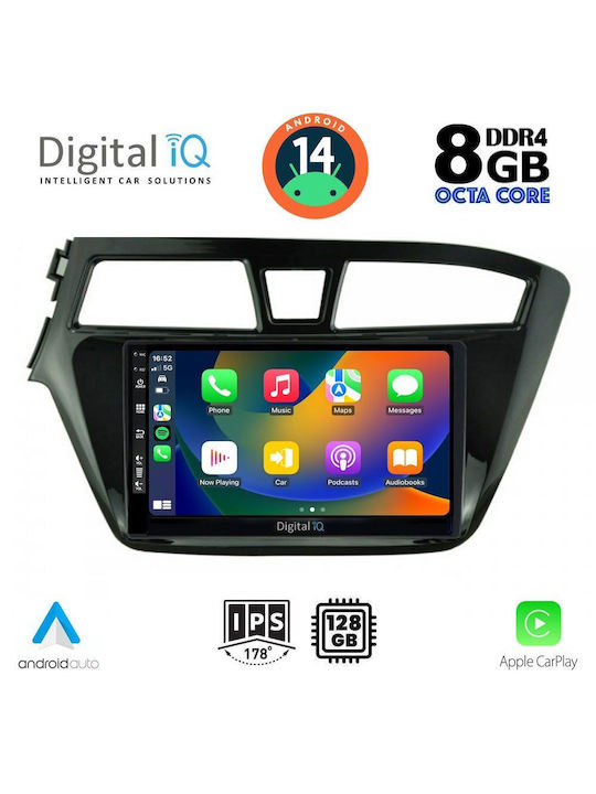 Digital IQ Car Audio System for Hyundai i20 2014-2019 (Bluetooth/USB/AUX/WiFi/GPS/Apple-Carplay/Android-Auto) with Touch Screen 9"