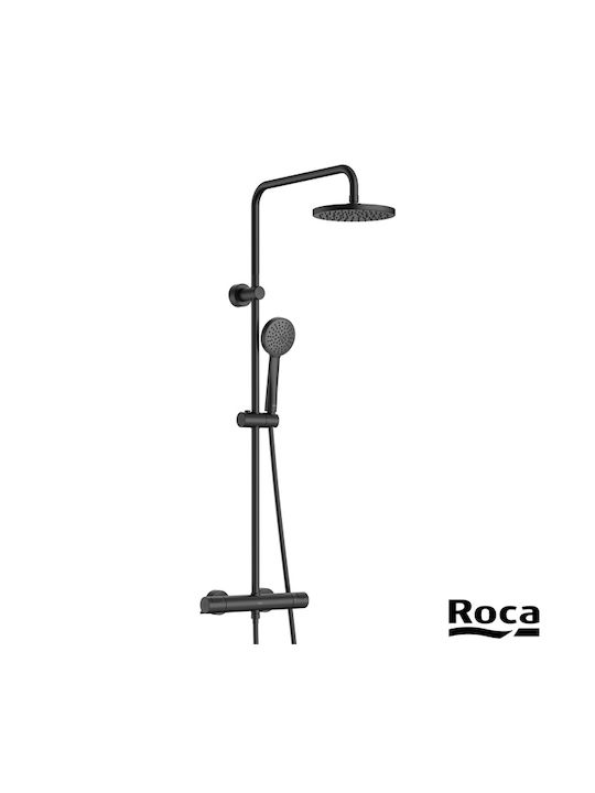 Roca Adjustable Shower Column with Mixer Black