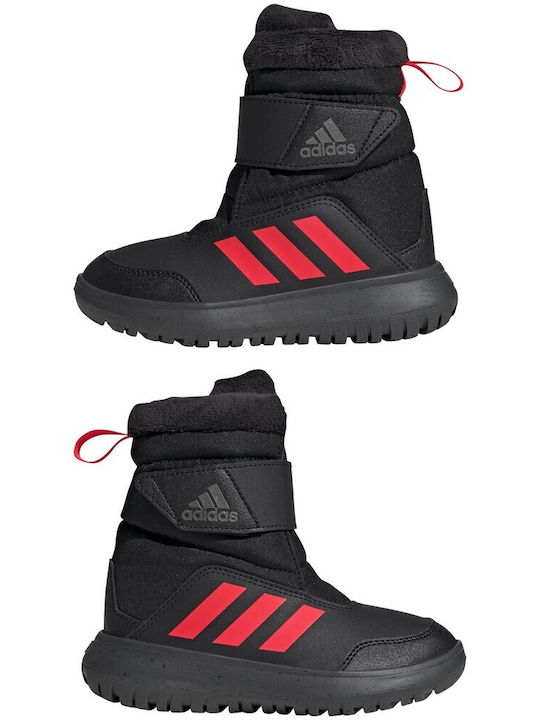 adidas Winterplay C Kids PU Leather Boots Black