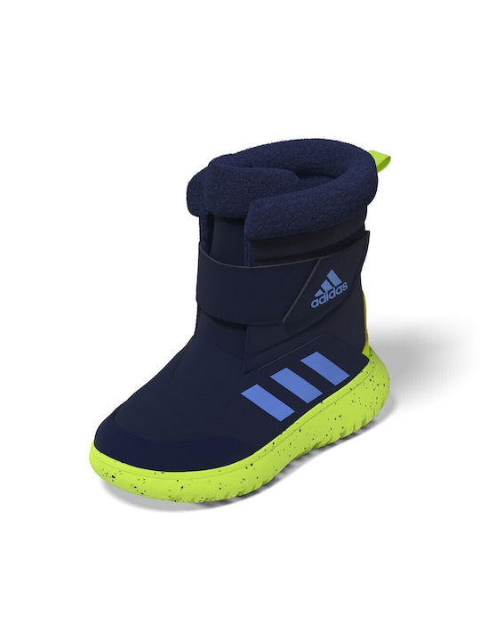 adidas Winterplay C Kids PU Leather Boots Blue