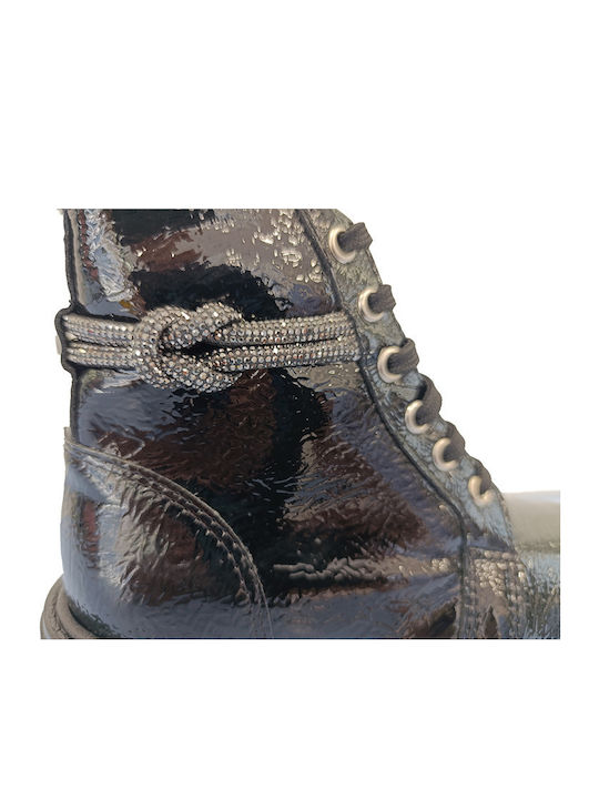 Shoes Cizme Copii din Lac cu Fermuar Negre