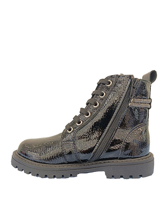 Shoes Cizme Copii din Lac cu Fermuar Negre