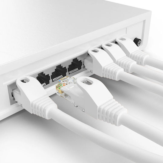 Powertech U/UTP Cat.6 (Gigabit) Καλώδιο Δικτύου Ethernet 5m Λευκό