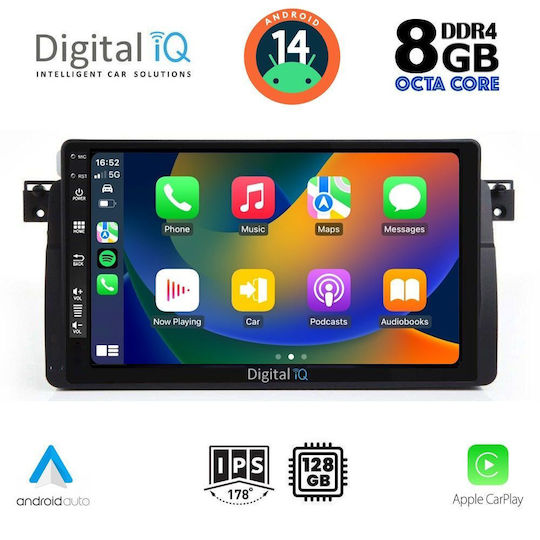 Digital IQ Ηχοσύστημα Αυτοκινήτου για BMW E46 1998-2005 (Bluetooth/USB/AUX/WiFi/GPS/Apple-Carplay/Android-Auto) με Οθόνη Αφής 9"