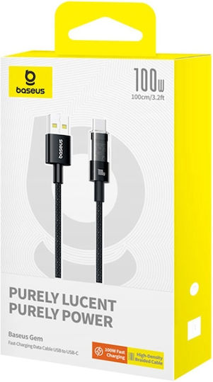 Baseus Gem USB 2.0 Kabel USB Typ-C männlich - USB-A 100W PD Schwarz 1m P10373002111-00