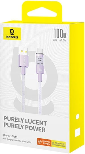 Baseus Gem USB 2.0 Kabel USB Typ-C männlich - USB-A 100W PD Lila 2m P10373002511-01
