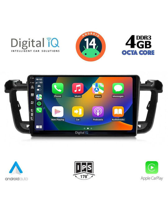 Digital IQ Sistem Audio Auto pentru Peugeot 508 2010-2016 (Bluetooth/USB/AUX/WiFi/GPS/Apple-Carplay/Android-Auto) cu Ecran Tactil 9"