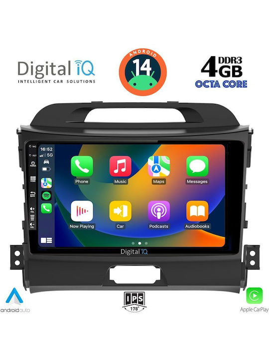 Digital IQ Car Audio System for Kia Sportage 2010-2015 (Bluetooth/USB/AUX/WiFi/GPS/Apple-Carplay/Android-Auto) with Touch Screen 9"