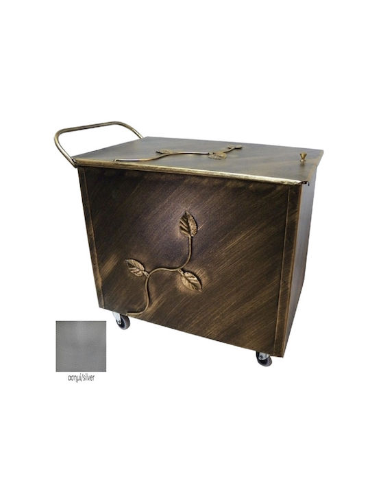GTMED Μεταλλικό Κουτί Αποθήκευσης Ξύλων 54x40x40cm Ασημί