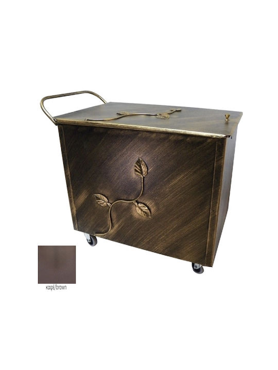 GTMED Μεταλλικό Κουτί Αποθήκευσης Ξύλων 54x40x40cm Καφέ