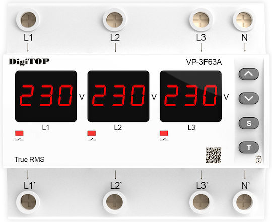 Releu de monitorizare a tensiunii trifazat Digitop Vp-3f63a