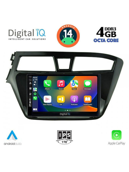 Digital IQ Car Audio System for Hyundai i20 2014-2019 (Bluetooth/USB/AUX/WiFi/GPS/Apple-Carplay/Android-Auto) with Touch Screen 9"